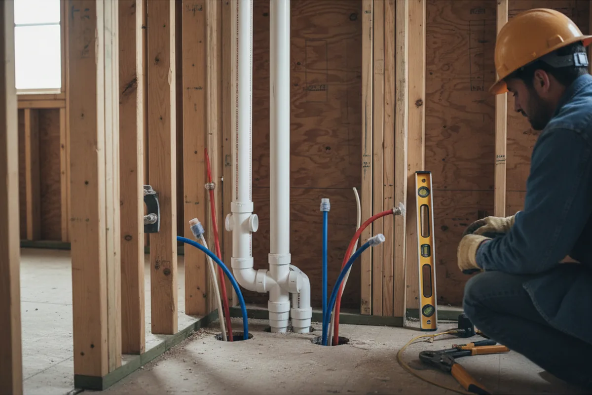 Drain and supply rough-in during Sump Pump Repair in Golden